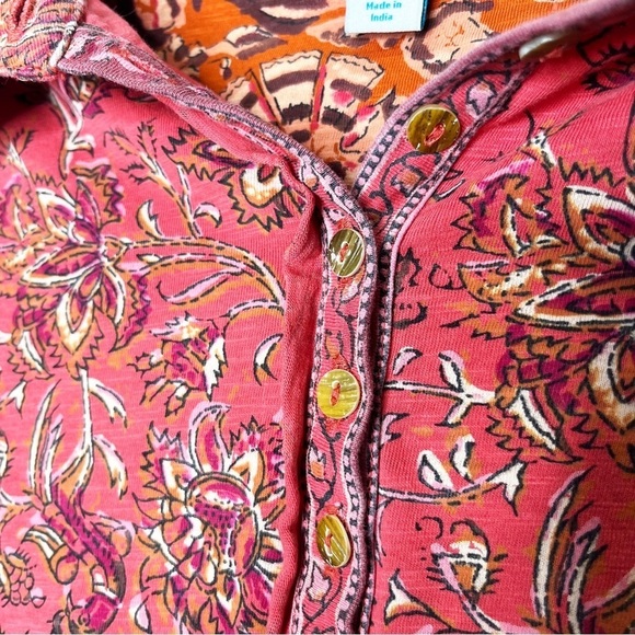 Sundance Lorena Mixed Peplum Popover Paisley Button Top - Picture 7 of 13